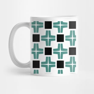 Vintage Style 60's New Jersey Deli Green Cross and Black Square pattern Mug